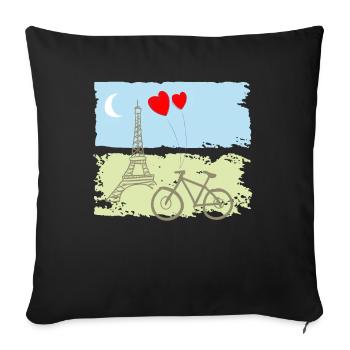 Paris Eiffel Tower France Baguette City Love - Sofa pillowcase 17,3'' x 17,3'' (45 x 45 cm) - black - Front