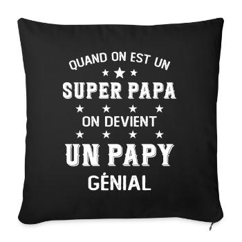 Un Super Papa On Devient Un Papy Génial - Housse de coussin décorative 45 x 45 cm - noir - Devant