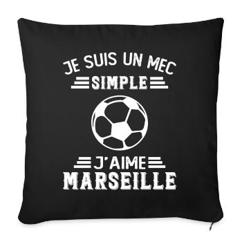 je suis un mec simple j'aime Marseille - Housse de coussin décorative 45 x 45 cm - noir - Devant
