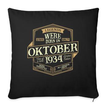October 1934 birthday man - Sofa pillowcase 17,3'' x 17,3'' (45 x 45 cm) - black - Front