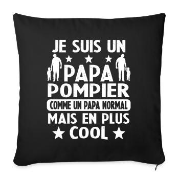 Je Suis Un Papa Pompier Humour Cadeau Papa Pompier - Housse de coussin décorative 45 x 45 cm - noir - Devant
