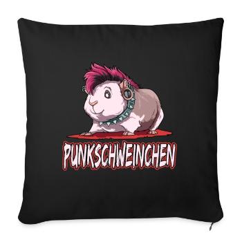 Punkschweinchen Meerschweinchen Punk - Sofakissenbezug 45 x 45 cm - Schwarz - Vorne