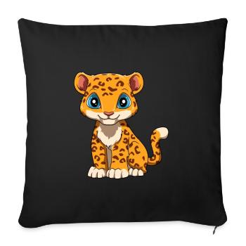 Baby Leopard für eine Leoparden Liebhaber - Sofakissenbezug 45 x 45 cm - Schwarz - Vorne