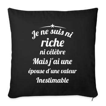 Je ne Suis Ni Riche Ni Célèbre Humour - Housse de coussin décorative 45 x 45 cm - noir - Devant
