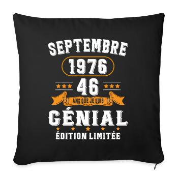 46 Ans Anniversaire Vintage Né(e) Septembre 1976 - Housse de coussin décorative 45 x 45 cm - noir - Devant