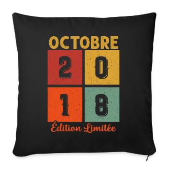 Octobre 2018 Vintage - Housse de coussin décorative 45 x 45 cm - noir - Devant