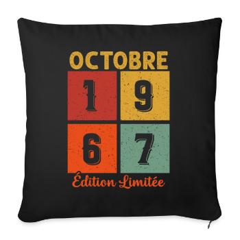 Octobre 1967 Édition limitée - Housse de coussin décorative 45 x 45 cm - noir - Devant