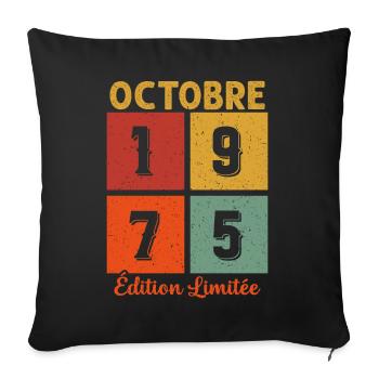 Octobre 1975 Édition limitée - Housse de coussin décorative 45 x 45 cm - noir - Devant