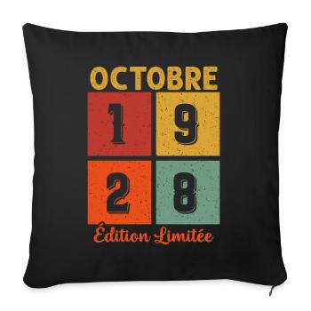Octobre 1928 Édition limitée - Housse de coussin décorative 45 x 45 cm - noir - Devant