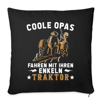 Coole Opa und Enkel mit Traktor Farmer Geschenk - Housse de coussin décorative 45 x 45 cm - noir - Devant
