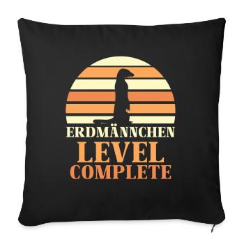 Erdmännchen Level Complete - Sofakissenbezug 45 x 45 cm - Schwarz - Vorne