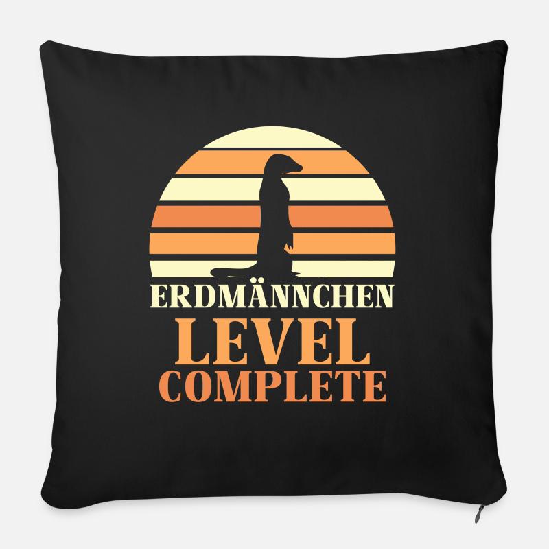 Erdmännchen Level Complete - Sofakissenbezug 45 x 45 cm - Schwarz
