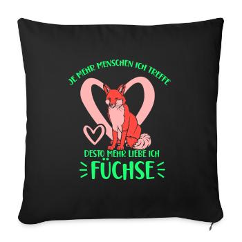 desto mehr liebe ich füchse - Sofakissenbezug 45 x 45 cm - Schwarz - Vorne