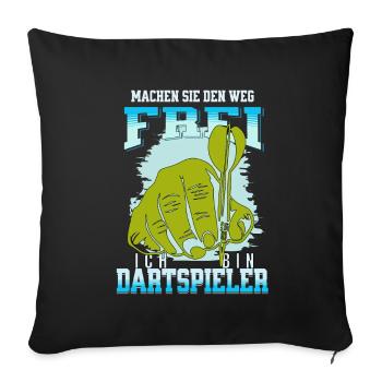 Eilige Dartspieler die zum Spiel wollen - Sofakissenbezug 45 x 45 cm - Schwarz - Vorne