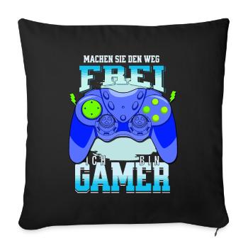 Gamer Zocker Motiv die es eilig haben - Sofakissenbezug 45 x 45 cm - Schwarz - Vorne