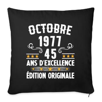 45 Ans Anniversaire Vintage Né(e) en Octobre 1977 - Housse de coussin décorative 45 x 45 cm - noir - Devant