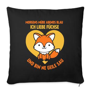 Morgens müde abends blau füchse - Sofakissenbezug 45 x 45 cm - Schwarz - Vorne