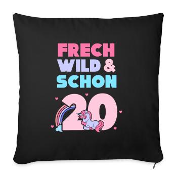 Geschenk 20 Jahre Geburtstag Mann Einhorn - Sofakissenbezug 45 x 45 cm - Schwarz - Vorne