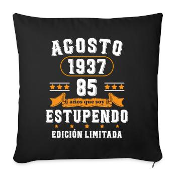 85 Ans Anniversaire Vintage Né(e) en Août 1937 - Housse de coussin décorative 45 x 45 cm - noir - Devant
