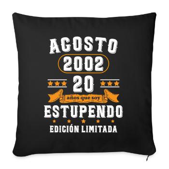 20 Ans Anniversaire Vintage Né(e) en Août 2002 - Housse de coussin décorative 45 x 45 cm - noir - Devant