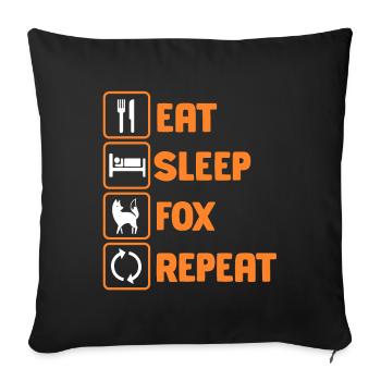 Eat Sleep fox Repeat - Sofakissenbezug 45 x 45 cm - Schwarz - Vorne