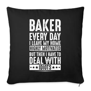 Bäcker Backen Bäckerin Bäckerei Baker Baking - Sofakissenbezug 45 x 45 cm - Schwarz - Vorne