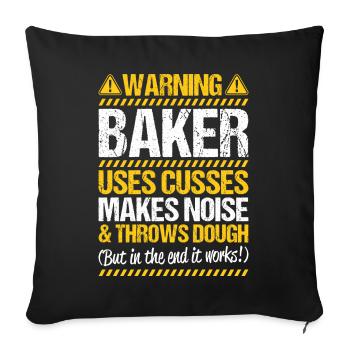 Bäcker Backen Bäckerin Bäckerei Baker Baking - Sofakissenbezug 45 x 45 cm - Schwarz - Vorne