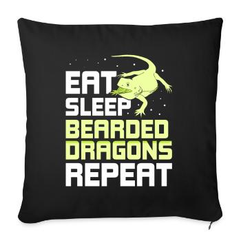 Eat Sleep Bearded Dragons Repeat - Sofakissenbezug 45 x 45 cm - Schwarz - Vorne