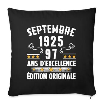 97 Ans Anniversaire Vintage Né(e) Septembre 1925 - Housse de coussin décorative 45 x 45 cm - noir - Devant