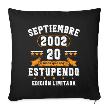 20 Ans Anniversaire Vintage Né(e) Septembre 2002 - Housse de coussin décorative 45 x 45 cm - noir - Devant