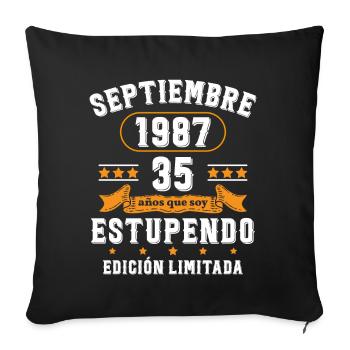 35 Ans Anniversaire Vintage Né(e) Septembre 1987 - Housse de coussin décorative 45 x 45 cm - noir - Devant