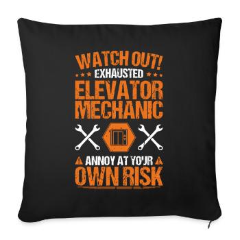 Elevator Fitter Elevator Mechanic Elevator Mechanic - Sofa pillowcase 17,3'' x 17,3'' (45 x 45 cm) - black - Front