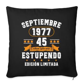 45 Ans Anniversaire Vintage Né(e) Septembre 1977 - Housse de coussin décorative 45 x 45 cm - noir - Devant