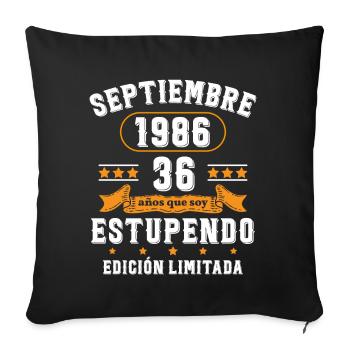 36 Ans Anniversaire Vintage Né(e) Septembre 1986 - Housse de coussin décorative 45 x 45 cm - noir - Devant