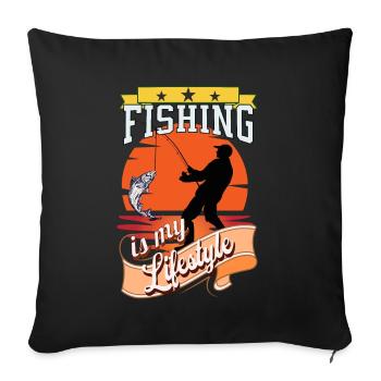 Fishing is my Lifestyle Fisherman - Sofa pillowcase 17,3'' x 17,3'' (45 x 45 cm) - black - Front