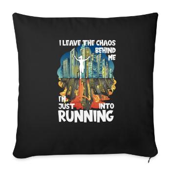Marathon du Chaos, Trail Running - Housse de coussin décorative 45 x 45 cm - noir - Devant
