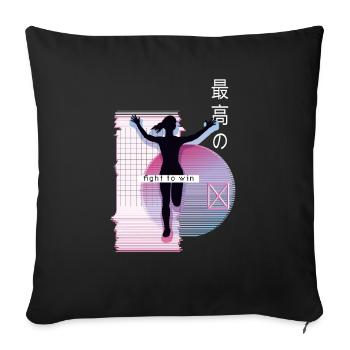 Vaporwave Metaverse Marathon, Trail Running - Housse de coussin décorative 45 x 45 cm - noir - Devant