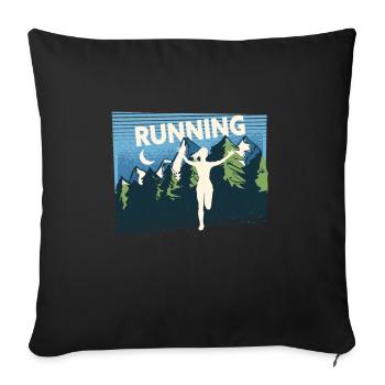 Marathon, coureur de trail running - Housse de coussin décorative 45 x 45 cm - noir - Devant