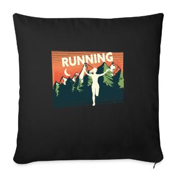 Marathon, coureur de trail running - Housse de coussin décorative 45 x 45 cm - noir - Devant