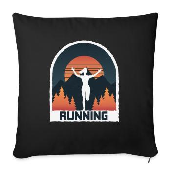 Marathon, coureur de trail running - Housse de coussin décorative 45 x 45 cm - noir - Devant