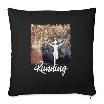 Marathon, coureur de trail running - Housse de coussin décorative 45 x 45 cm - noir - Devant