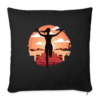 Marathon, coureur de trail running - Housse de coussin décorative 45 x 45 cm - noir - Devant