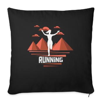 Marathon, coureur de trail running - Housse de coussin décorative 45 x 45 cm - noir - Devant