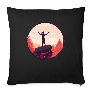Marathon, coureur de trail running - Housse de coussin décorative 45 x 45 cm - noir - Devant