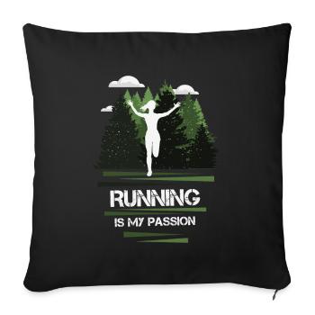 Marathon, Trailrunning Passion - Sofa pillowcase 17,3'' x 17,3'' (45 x 45 cm) - black - Front