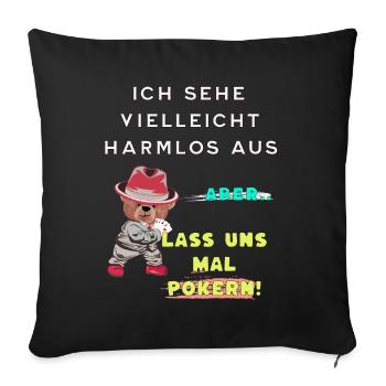 Poker Shark Pokern Onlinepoker - Sofakissenbezug 45 x 45 cm - Schwarz - Vorne