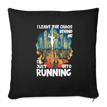Marathon du Chaos, Trail Running - Housse de coussin décorative 45 x 45 cm - noir - Devant