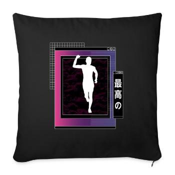 Vaporwave Metaverse Marathon, Trail Running - Housse de coussin décorative 45 x 45 cm - noir - Devant