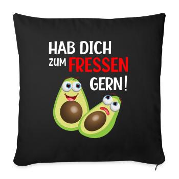 Avocado Vegan und Vegetarier Obsfreunde - Sofakissenbezug 45 x 45 cm - Schwarz - Vorne