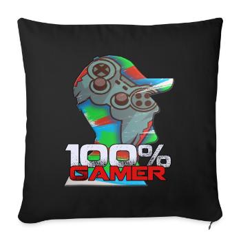 Gamer zu 100% Gaming Player - Sofakissenbezug 45 x 45 cm - Schwarz - Vorne